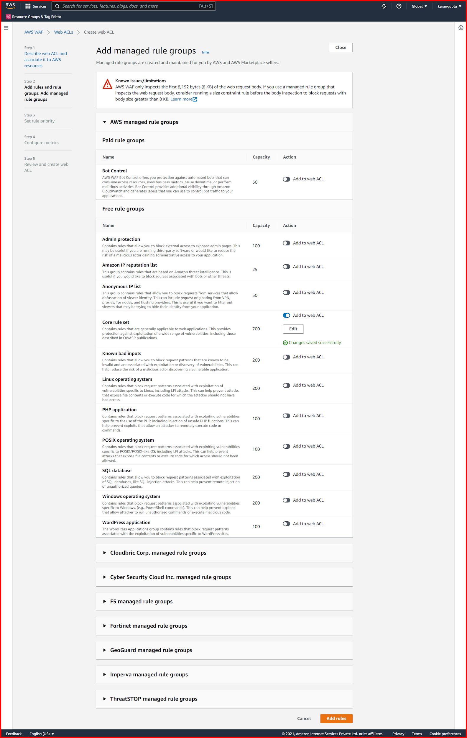 Picture showing the NoUserAgent_HEADER rule added